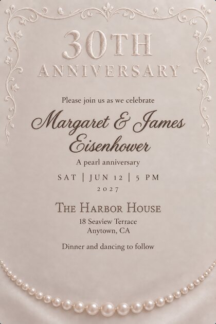 A anniversary invitation design: 30th Anniversary