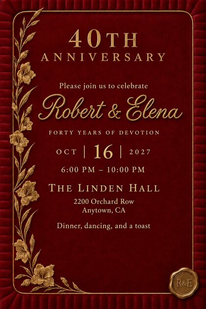 A anniversary invitation design: 40th Anniversary