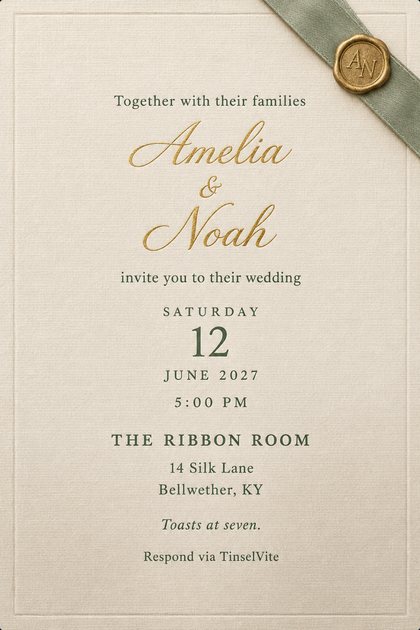 A wedding invitation design: Amelia & Noah