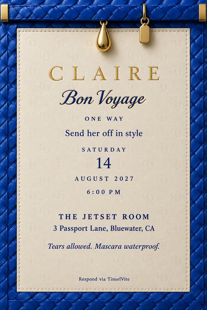 A going away invitation design: CLAIRE Bon Voyage