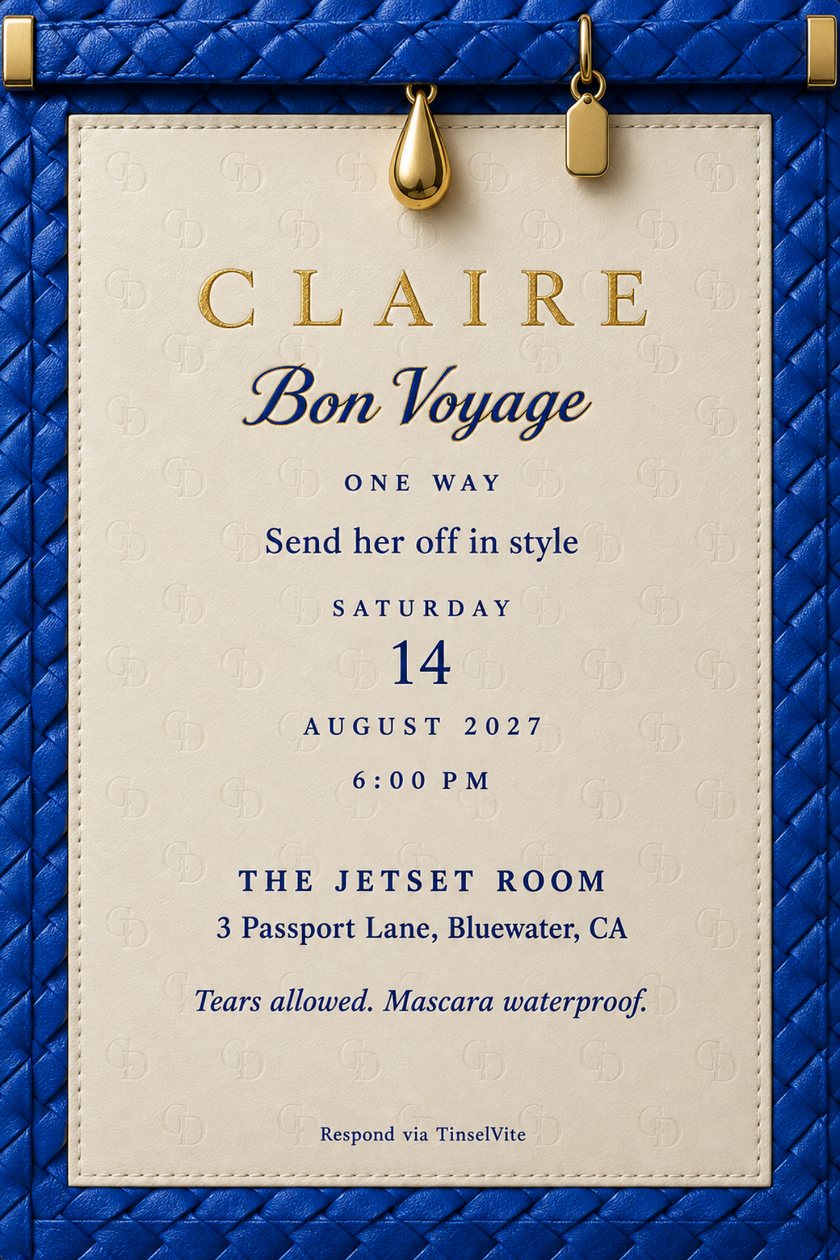 A going away invitation design: CLAIRE Bon Voyage