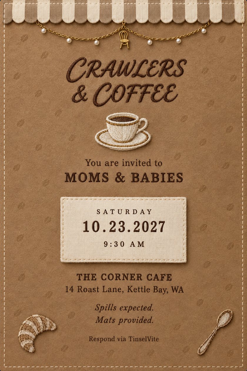 A brunch invitation design: Crawlers & Coffee