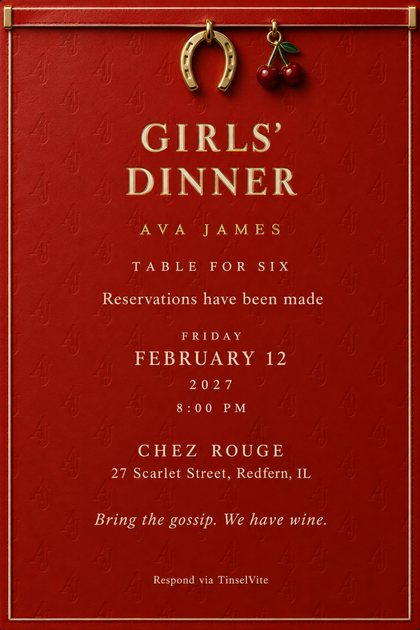 A dinner party invitation design: Girls' Dinner