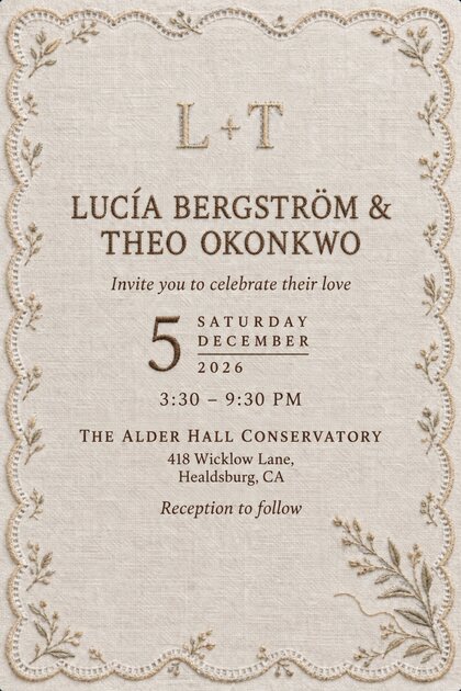 A wedding invitation design: L + T