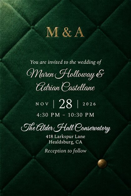 A wedding invitation design: M & A
