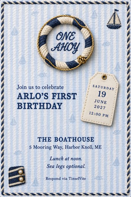 A birthday invitation design: One Ahoy