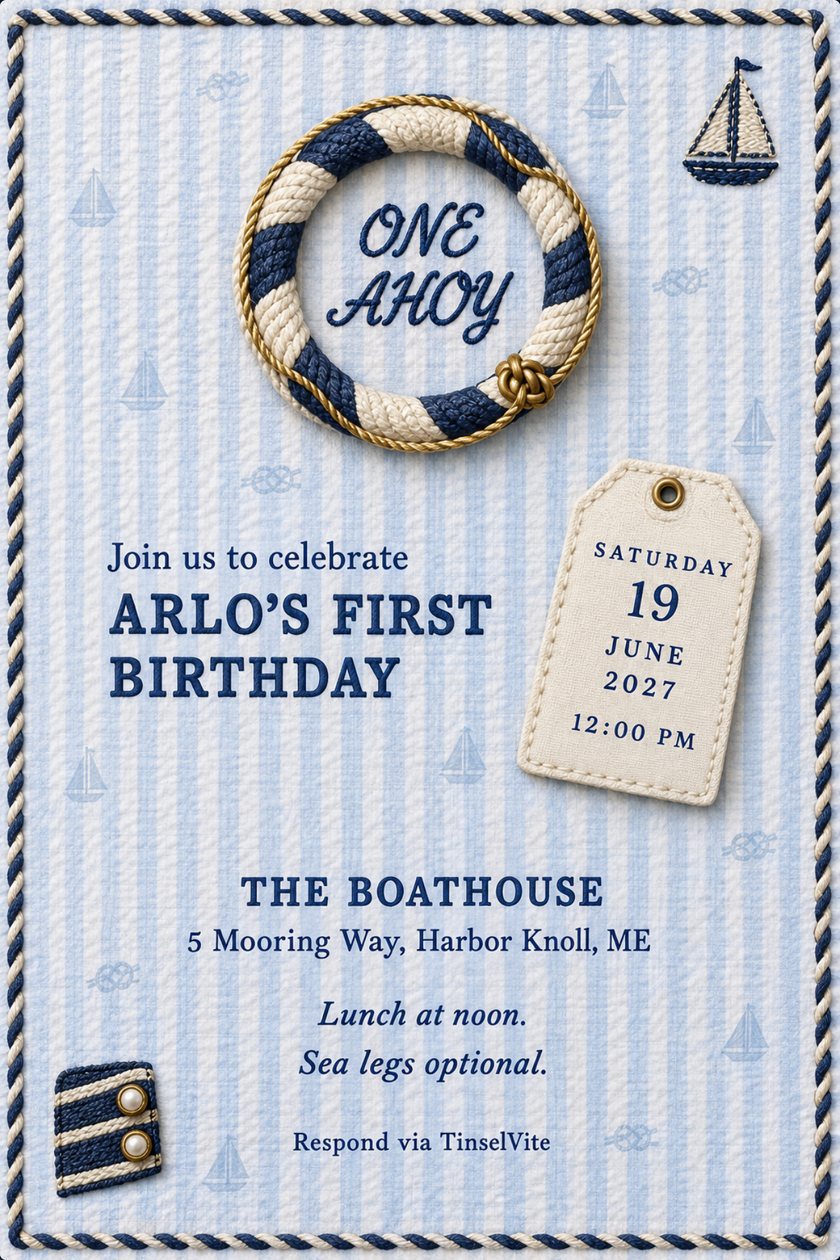 A birthday invitation design: One Ahoy