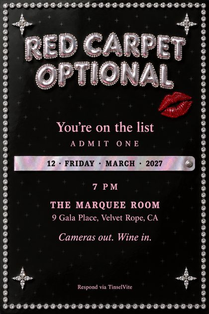 A mom's night out invitation design: Red Carpet Optional