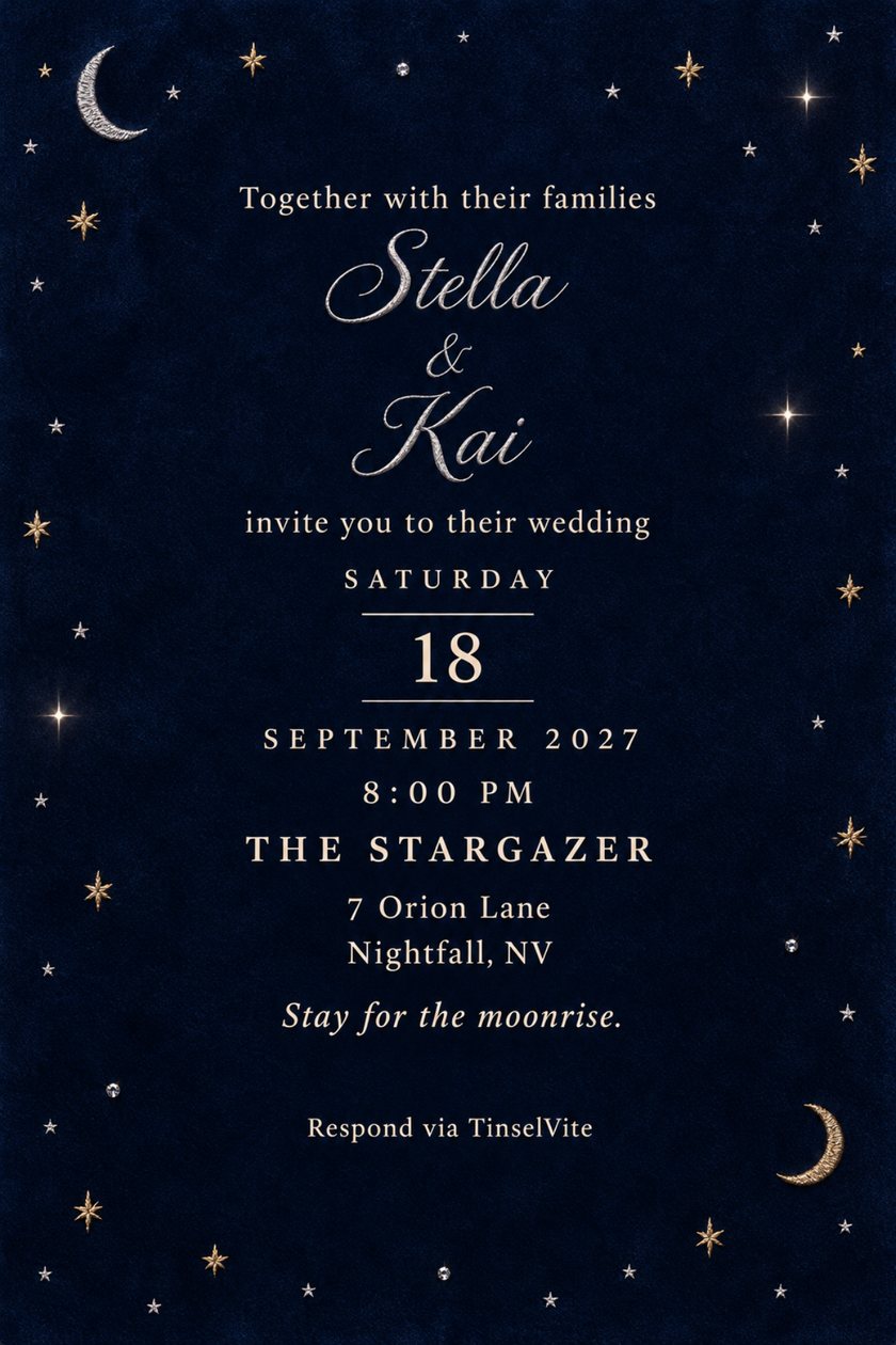 A wedding invitation design: Stella & Kai