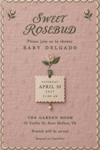 A baby shower invitation design: Sweet Rosebud
