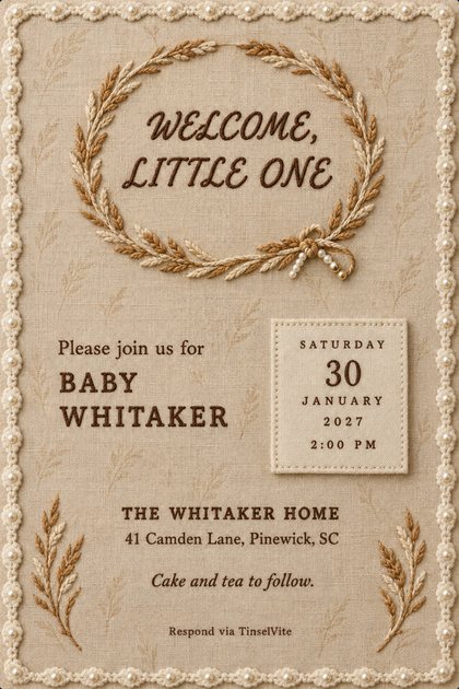 A baby shower invitation design: Welcome, Little One
