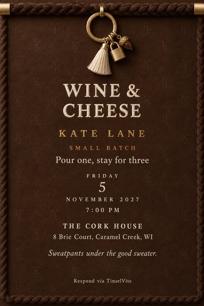A dinner party invitation design: Wine & Cheese