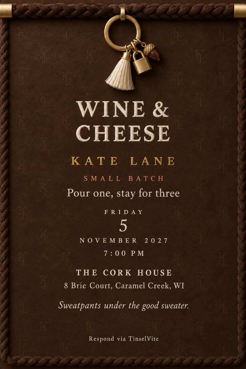 A dinner party invitation design: Wine & Cheese