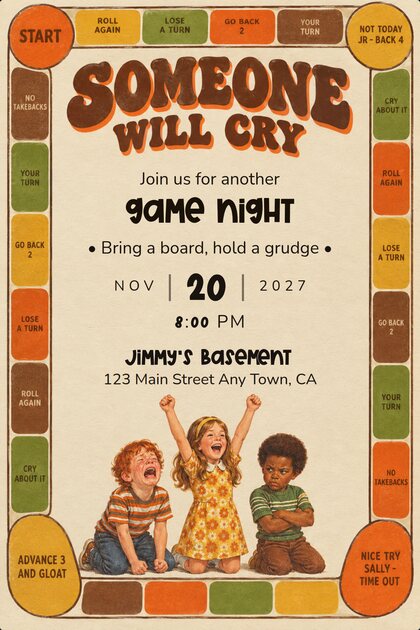 The  design worded for Game night, Jimmy’s Basement